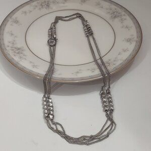 Jessica Simpson Silver Tone Multi Heart Station Chain 48" Necklace Versatile